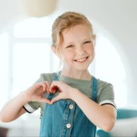 Girl,,Kid,Portrait,And,Heart,Hands,In,Home,,Love,Emoji