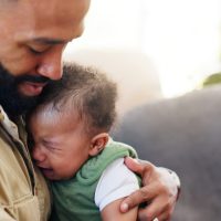 Home,,Father,And,Comfort,Crying,Baby,With,Bonding,Together,,Hungry