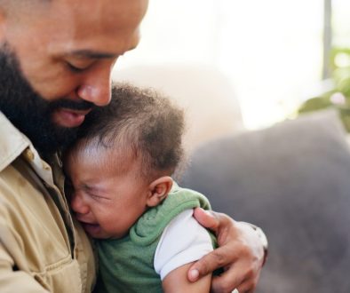 Home,,Father,And,Comfort,Crying,Baby,With,Bonding,Together,,Hungry