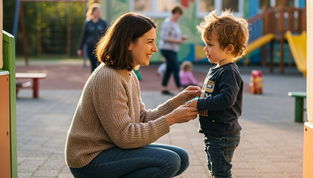 Mother,Who,Drops,Her,Child,Off,To,Kindergarten