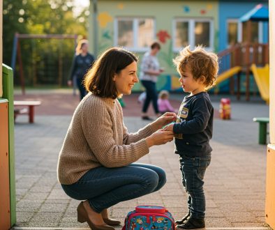 Mother,Who,Drops,Her,Child,Off,To,Kindergarten
