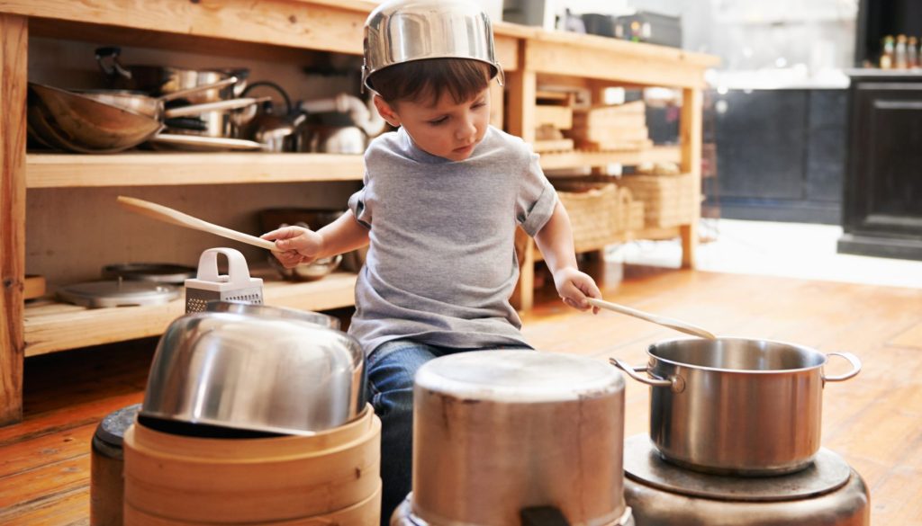 Rock,Star,In,The,Making.,A,Young,Boy,Playing,Drums